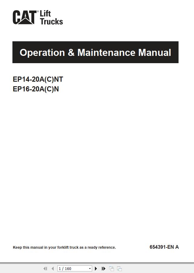 CAT Forklift EP18ACN Service Operation Maintenance Manual