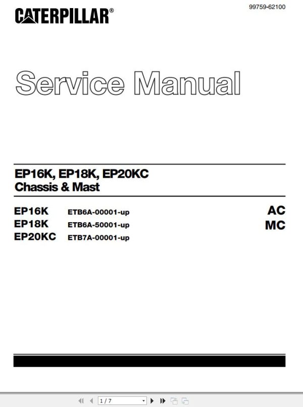 CAT Forklift EP18K Service Manual