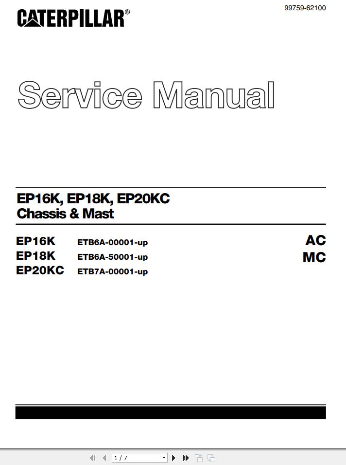 CAT Forklift EP18K Service Manual