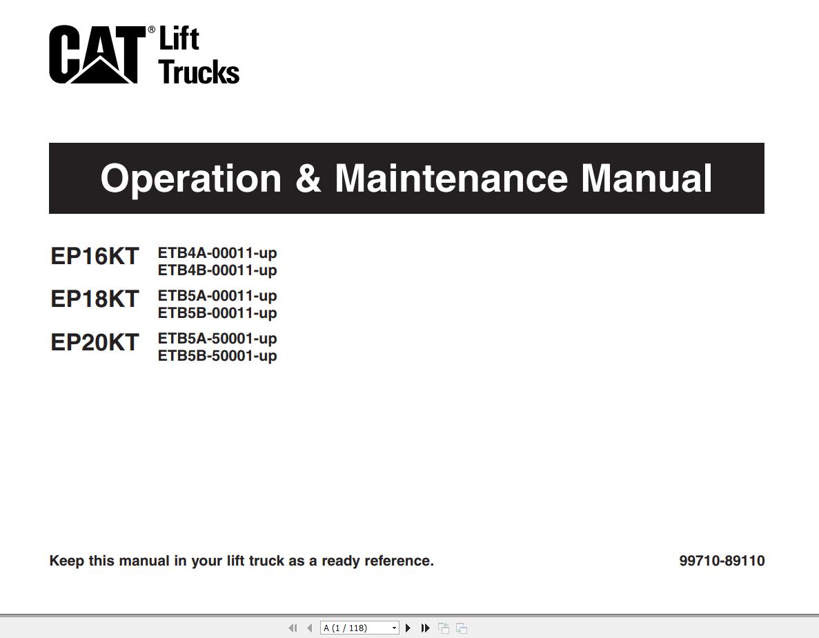 CAT Forklift EP18KT Service Manual