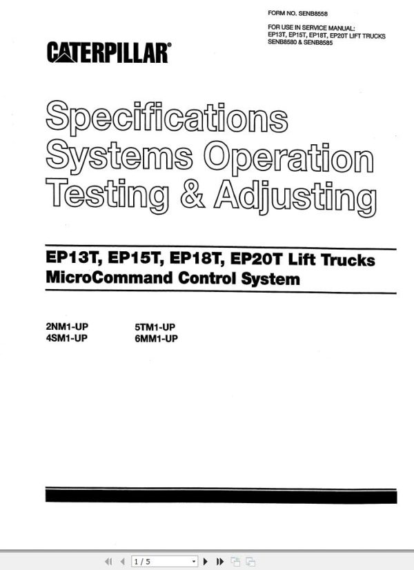 CAT Forklift EP18T Service Manual