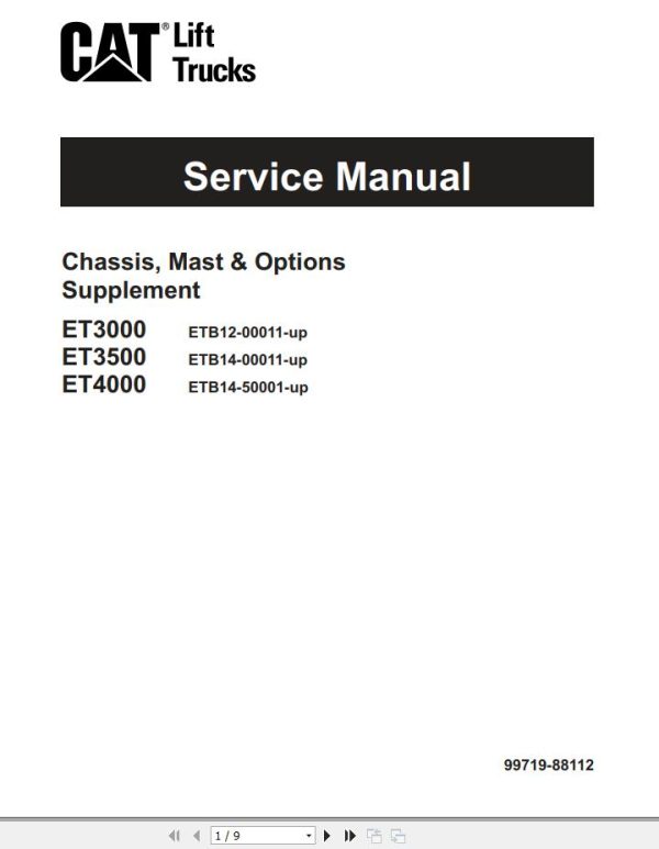 CAT Forklift ET3500 Schematic Service Operation Maintenance Manual