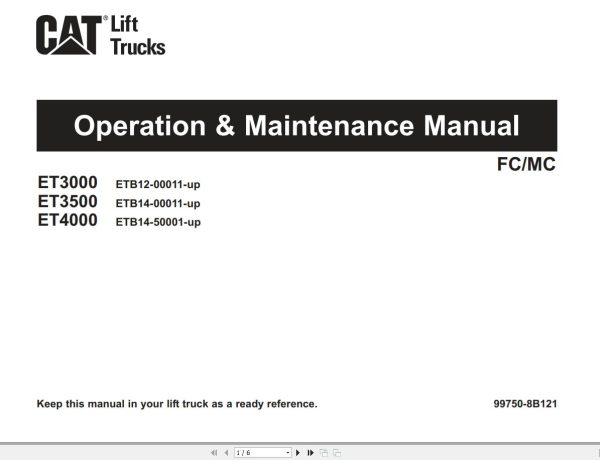 CAT Forklift ET3500 Schematic Service Operation Maintenance Manual 1