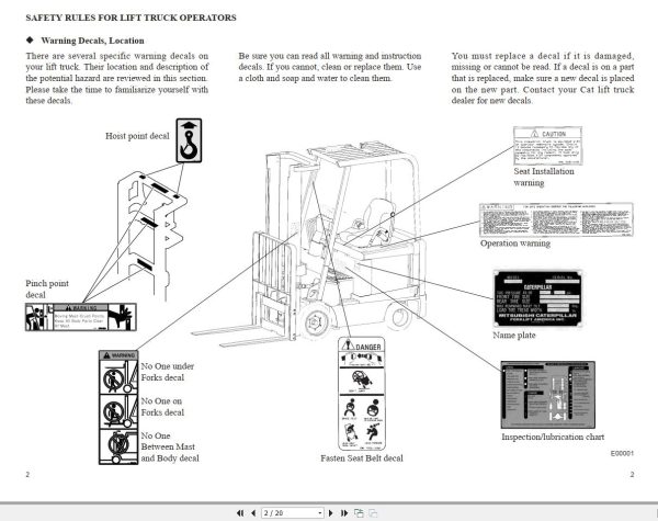CAT Forklift EX5000 Operation Maintenance Manual 1