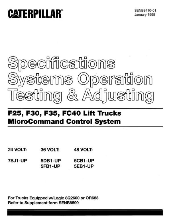 CAT Forklift F25 F30 F35 Schematic Service Manual