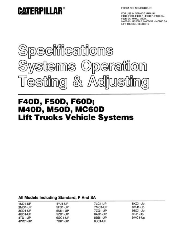 CAT Forklift F40D SA Schematic Service Manual