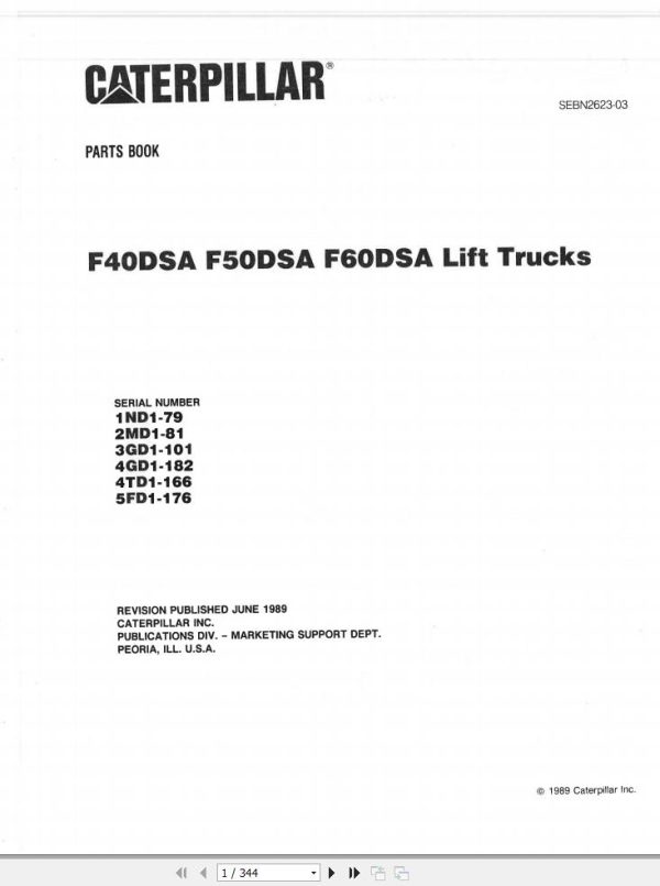 CAT Forklift F40D Spare Parts Manual 1