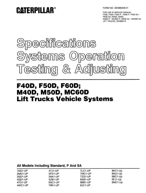 CAT Forklift F60D P Service Manual 1