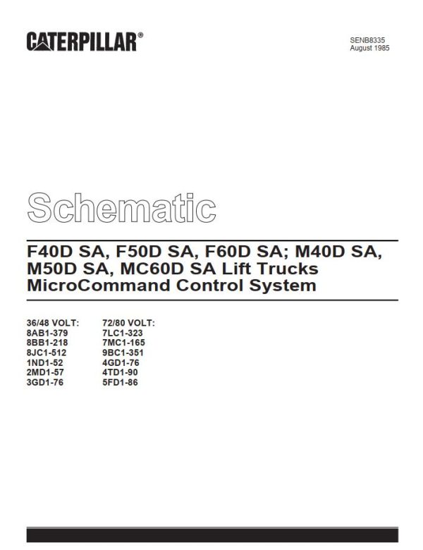CAT Forklift F60D SA Service Manual