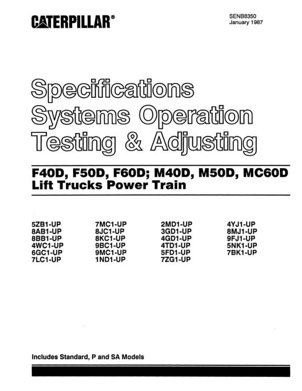 CAT Forklift F60D SA Service Manual 1