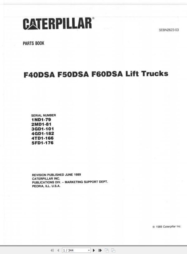CAT Forklift F60D Spare Parts Manual 2