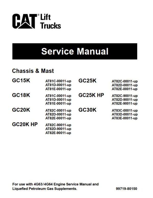 CAT Forklift GC18K Service Operation Maintenance Manual