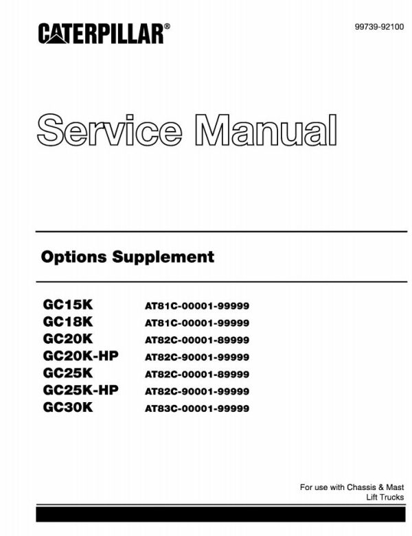 CAT Forklift GC18K Service Operation Maintenance Manual 1