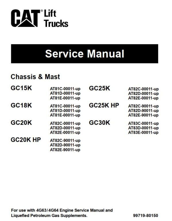 CAT Forklift GC20K HP Schematic Service Operation Maintenance Manual 1