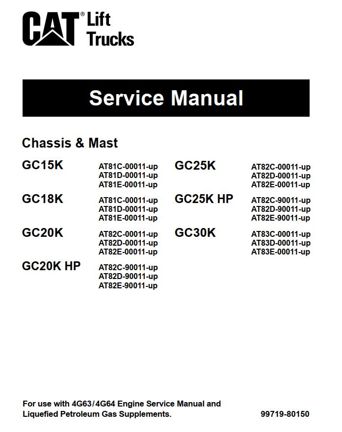 CAT Forklift GC20K Schematic Service Operation Maintenance Manual