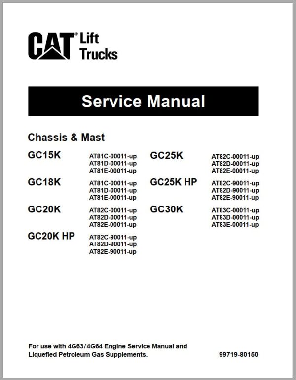 CAT Forklift GC25K HP Schematic Service Operation Maintenance Manual 1