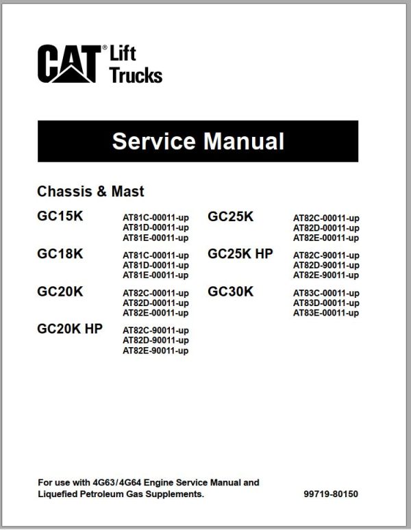CAT Forklift GC25K Schematic Service Operation Maintenance Manual