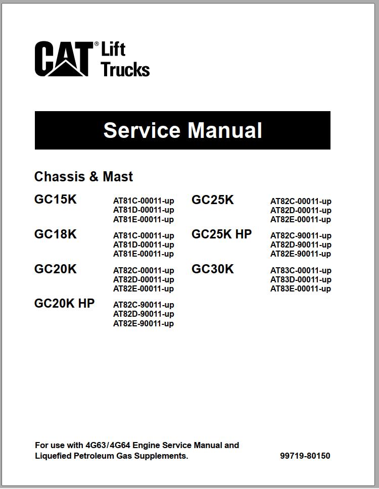 CAT Forklift GC25K Schematic Service Operation Maintenance Manual