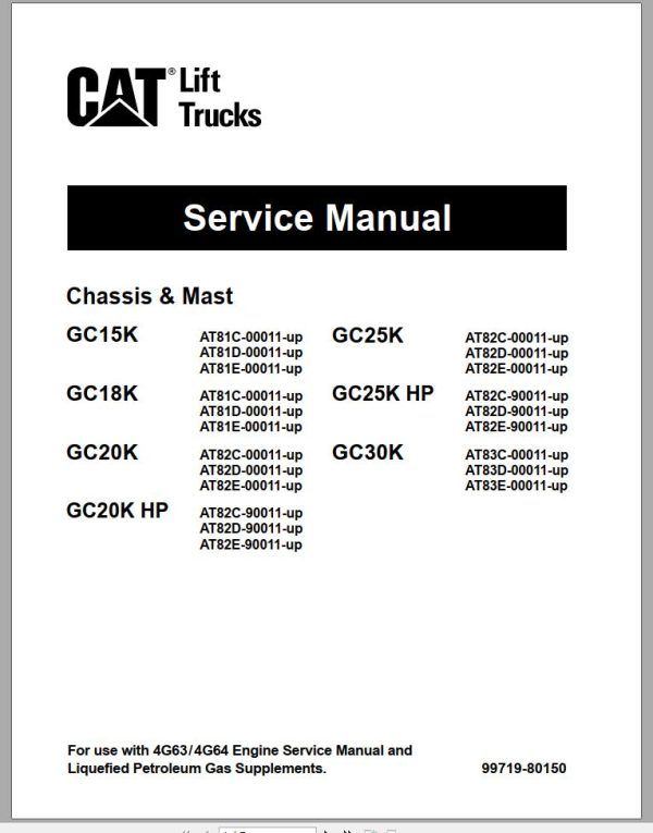 CAT Forklift GC30K Schematic Service Operation Maintenance Manual