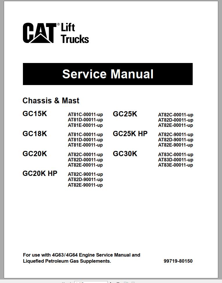 CAT Forklift GC30K Schematic Service Operation Maintenance Manual