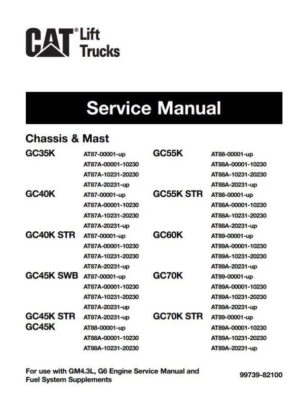CAT Forklift GC35K Schematic Service Operation Maintenance Manual 1