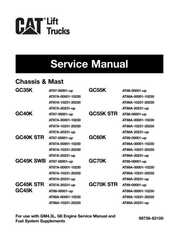 CAT Forklift GC45K Schematic Service Operation Maintenance Manual 1
