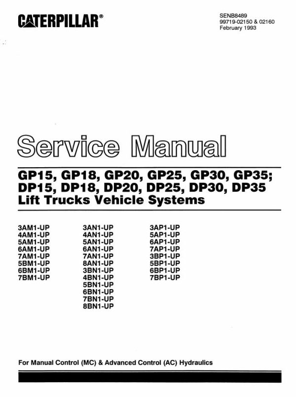 CAT Forklift GP15 Schematic Service Operation Maintenance Manual 1