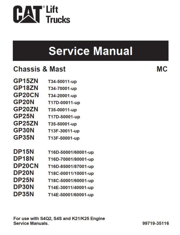 CAT Forklift GP18ZN Schematic Service Operation Maintenance Manual 2