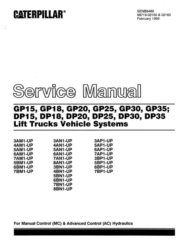 CAT Forklift GP20 Service Operation Maintenance Manual 2