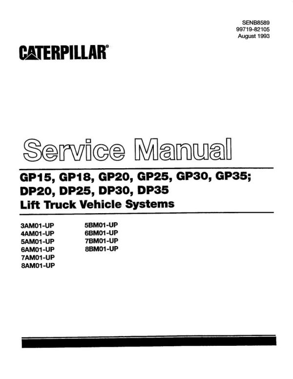 CAT Forklift GP20HP Schematic Service Operation Maintenance Manual 1