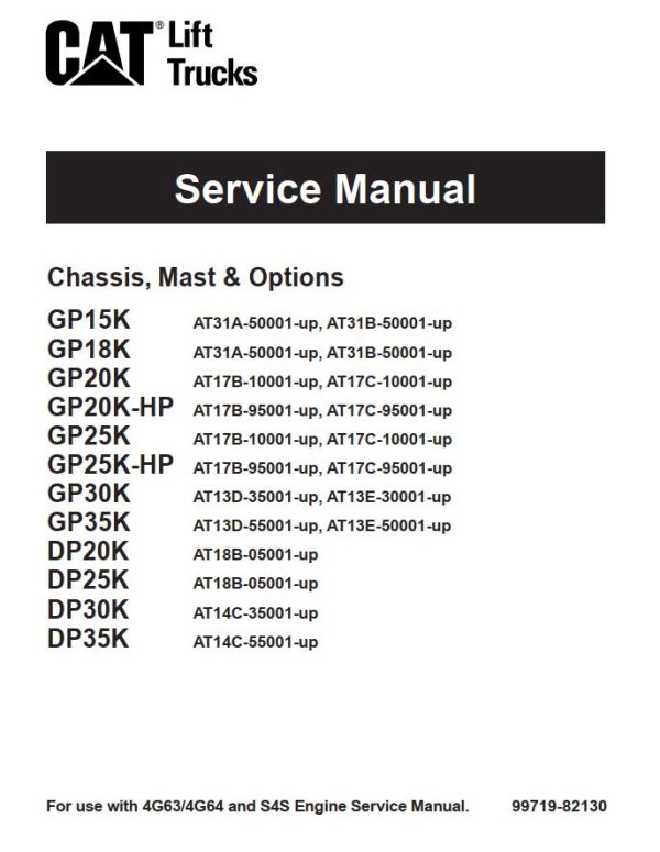 CAT Forklift GP20K Schematic Service Operation Maintenance Manual 1