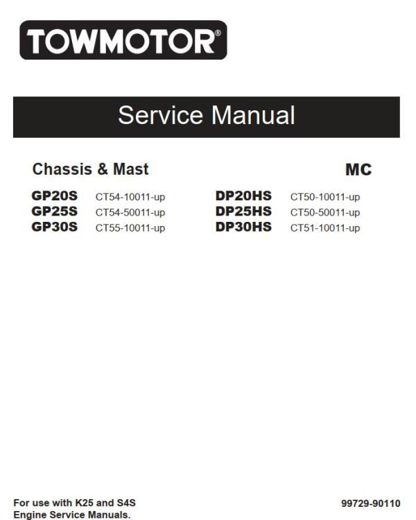 CAT Forklift GP20S Schematic Service Operation Maintenance Manual