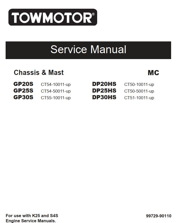 CAT Forklift GP20S Schematic Service Operation Maintenance Manual