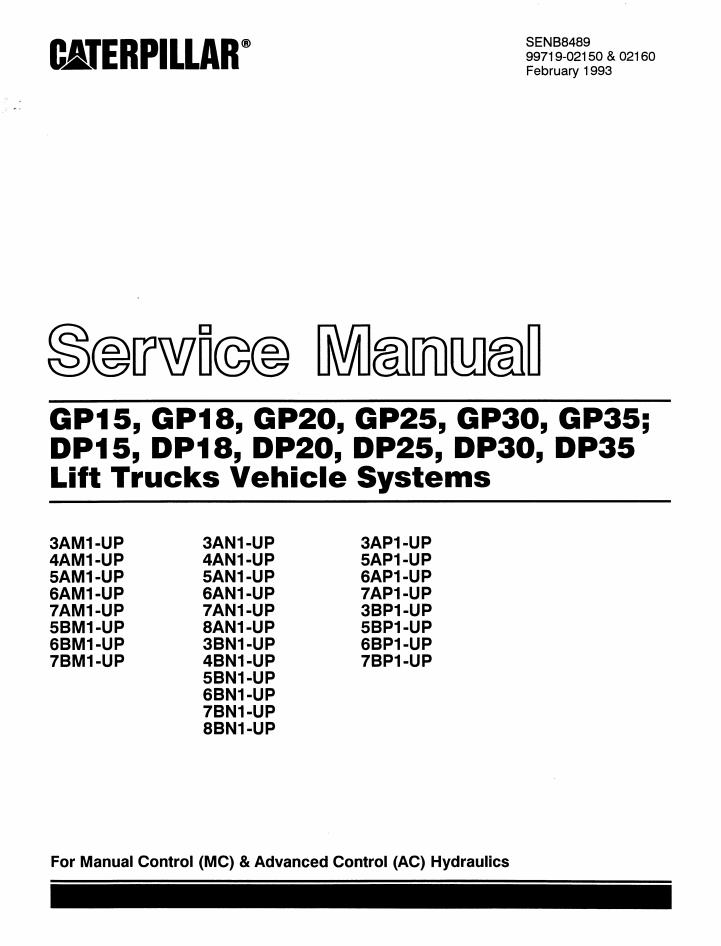 CAT Forklift GP25 Service Operation Maintenance Manual