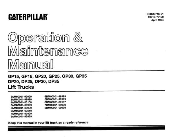 CAT Forklift GP25 Service Operation Maintenance Manual 1