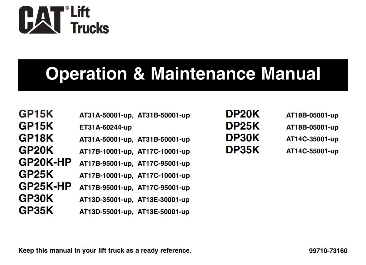 CAT Forklift GP25K Schematic Service Operation Maintenance Manual