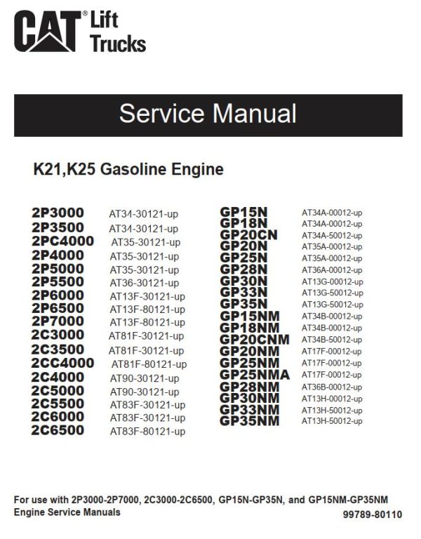 CAT Forklift GP30NM Schematic Service Operation Maintenance Manual