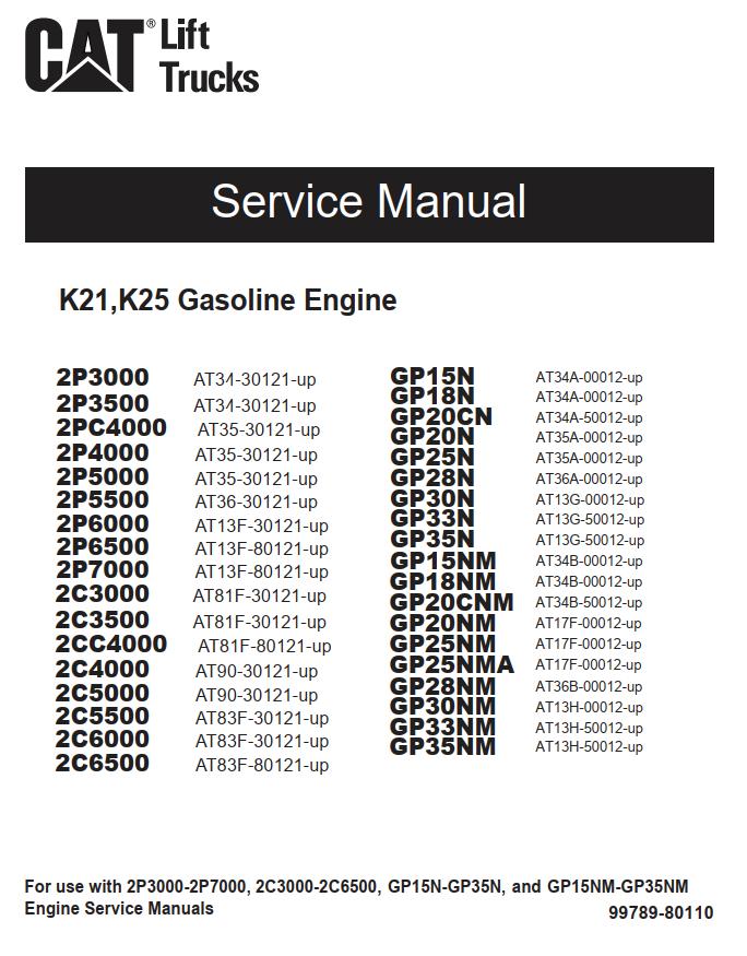 CAT Forklift GP30NM Schematic Service Operation Maintenance Manual