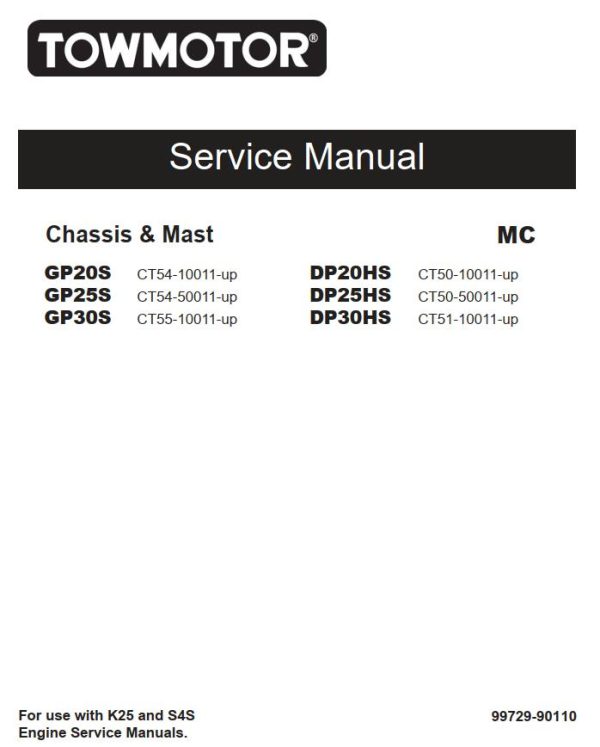 CAT Forklift GP30S Schematic Service Operation Maintenance Manual