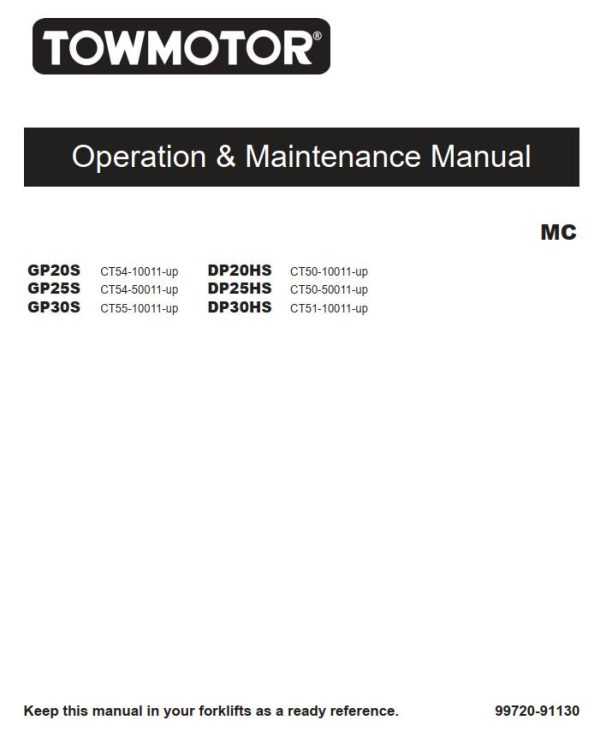 CAT Forklift GP30S Schematic Service Operation Maintenance Manual 1