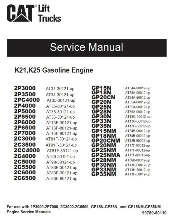 CAT Forklift GP33NM Schematic Service Operation Maintenance Manual