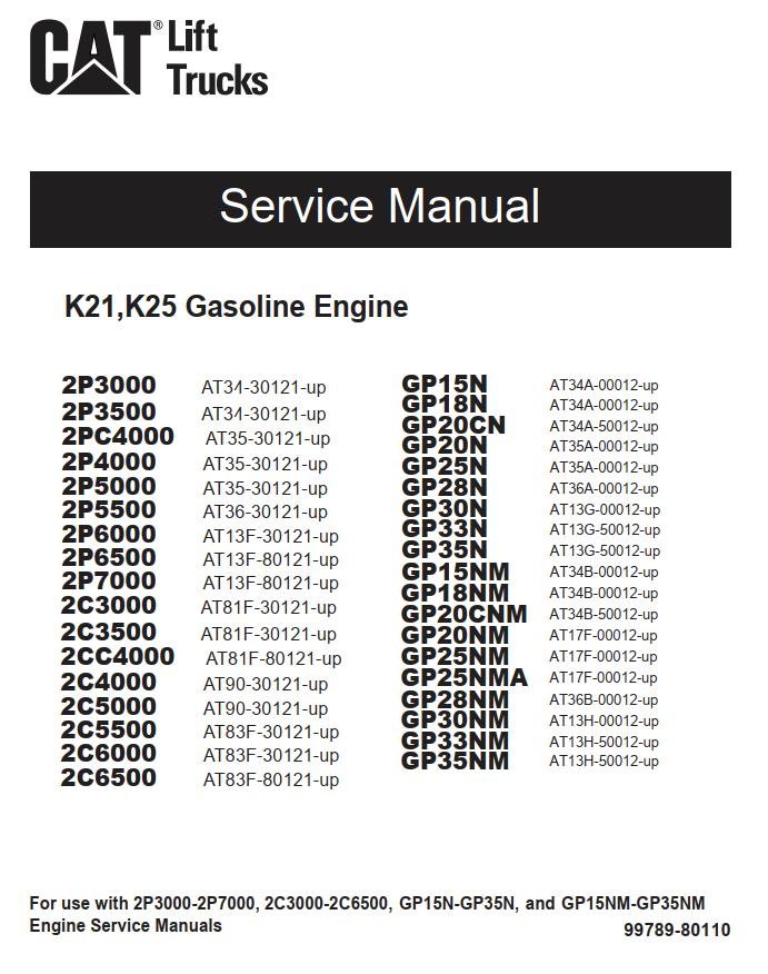 CAT Forklift GP33NM Schematic Service Operation Maintenance Manual