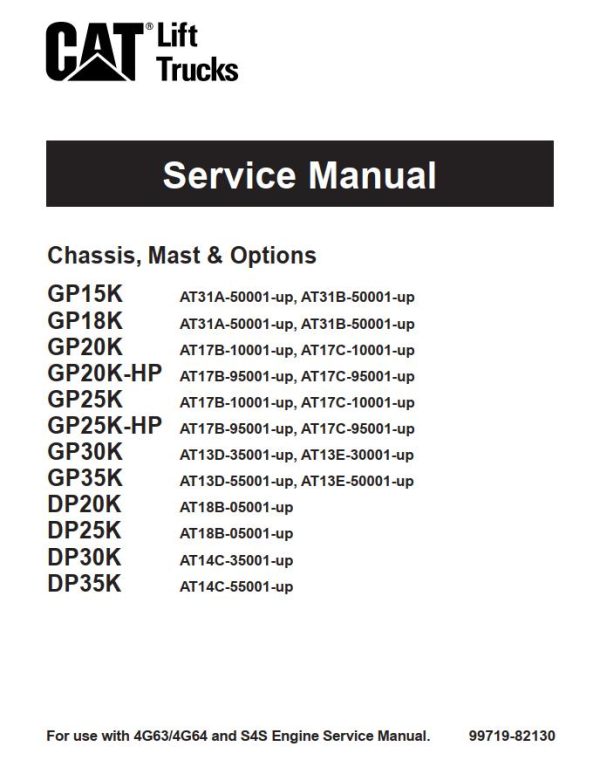 CAT Forklift GP35K Schematic Service Operation Maintenance Manual 1