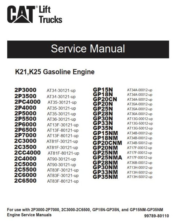 CAT Forklift GP35NM Schematic Service Operation Maintenance Manual