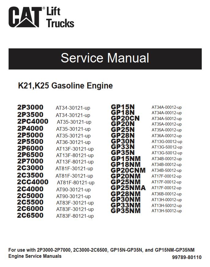 CAT Forklift GP35NM Schematic Service Operation Maintenance Manual