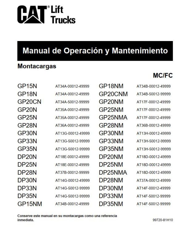 CAT Forklift GP35NM Schematic Service Operation Maintenance Manual 1