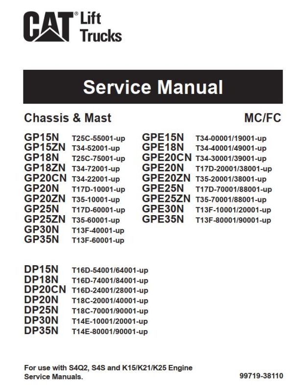 CAT Forklift GPE15N Service Manual