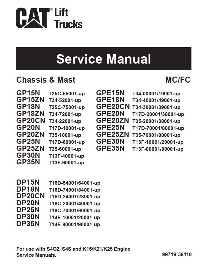 CAT Forklift GPE15N Service Manual