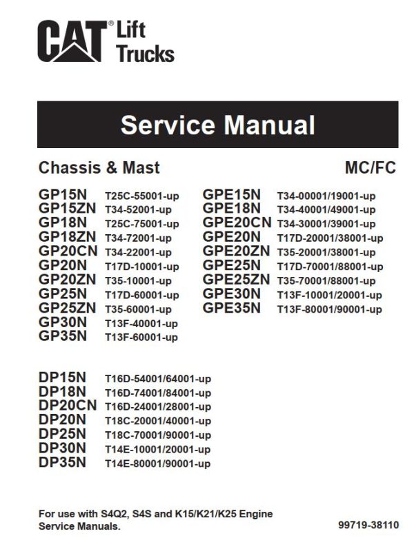 CAT Forklift GPE18N Service Manual