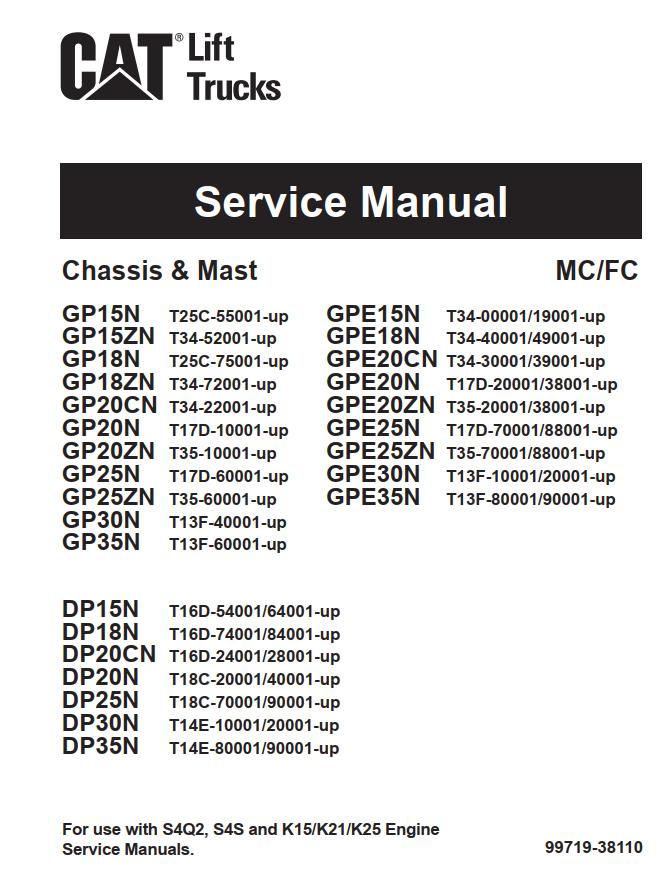 CAT Forklift GPE18N Service Manual